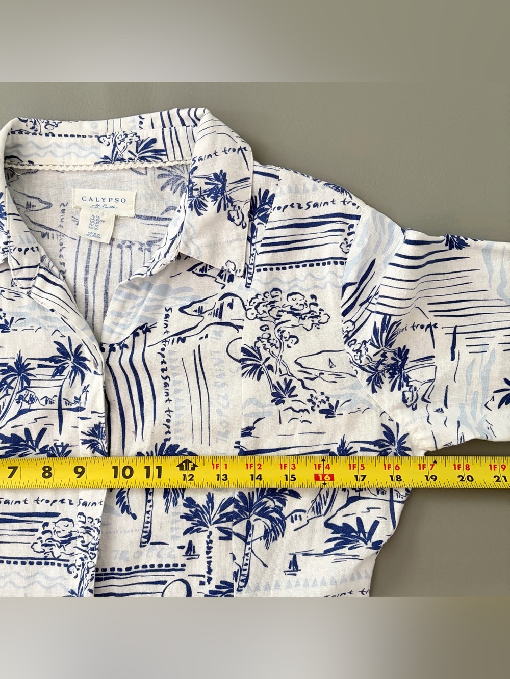 Calypso St. Barth Saint Tropez Linen Coastal Resort Midi Button Down Dress XS - Picture 15 of 16